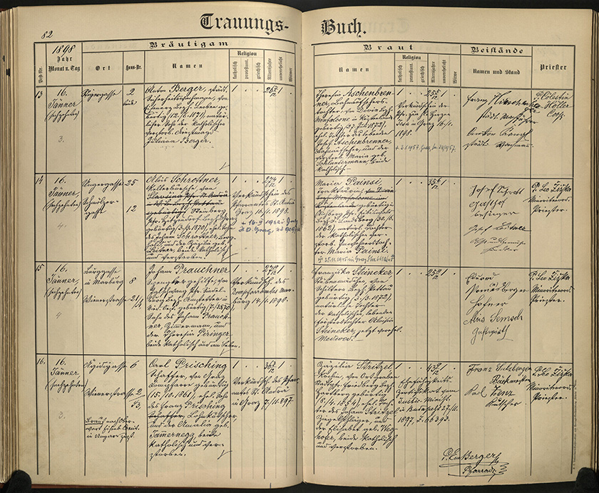 Casamento de Johann Gott Prauchner e Franziska Steinecker