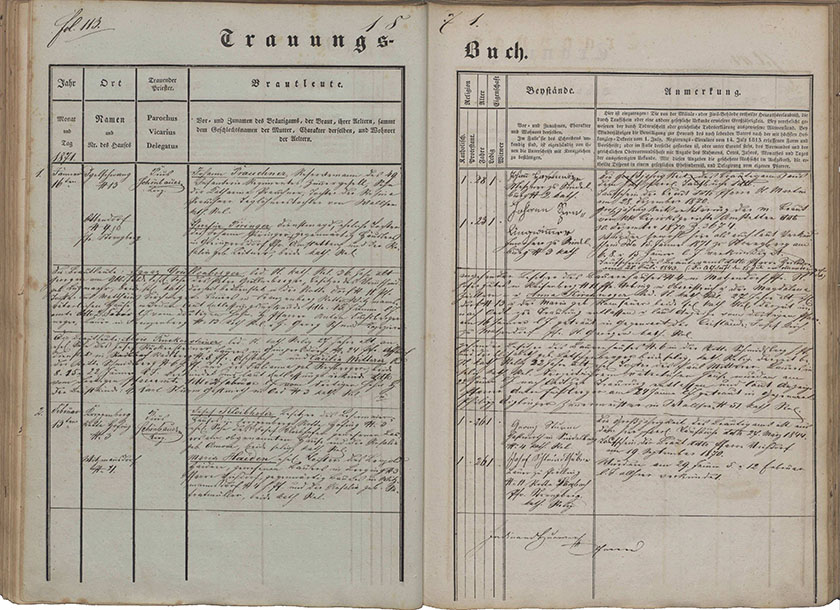 Casamento de Johann Prauchner e Theresia Piringer