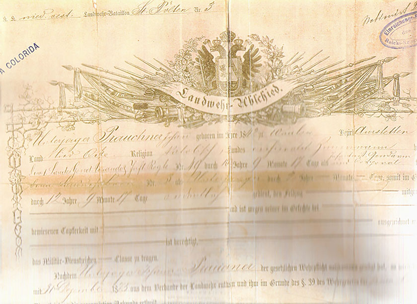 Documento militar austríaco — 3º Batalhão de Landwehr